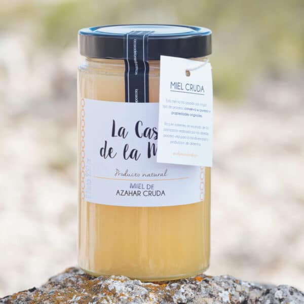 Miel de azahar cruda en envase de cristal de 950 gramos